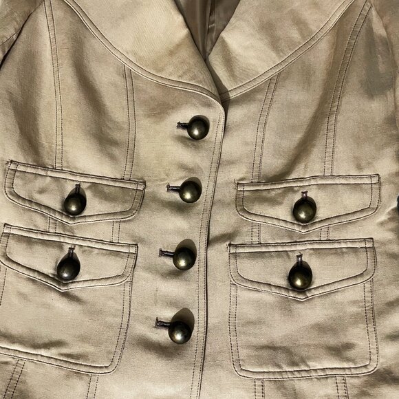 Cache Linen Blend Vintage Tan Pant Suit | Size XS for jacket; 0 for pants | EUC - Picture 4 of 15